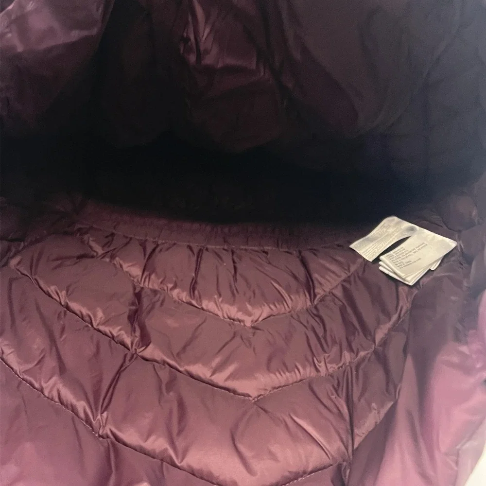 Michael Michael Kors Jacket Womens Small Purple Hooded Packable Down Puffer Coat